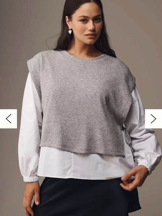 Maeve Sweaters - Maeve Long-Sleeve Twofer Sweater Vest